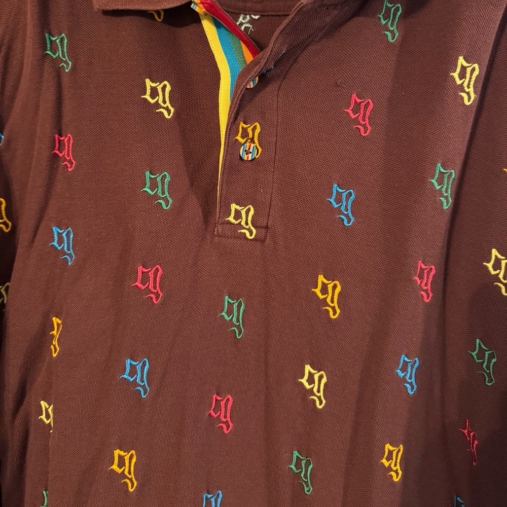 COOGI Brown Polo with Colorful Embroidery
